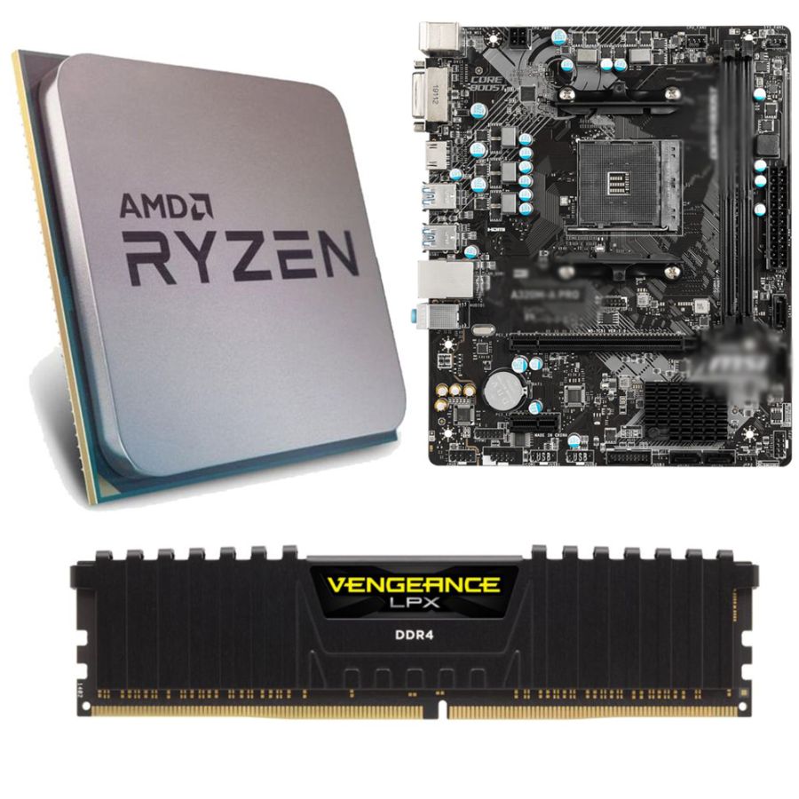 Combo Ryzen 3 3200G A320 8Gb Blindada