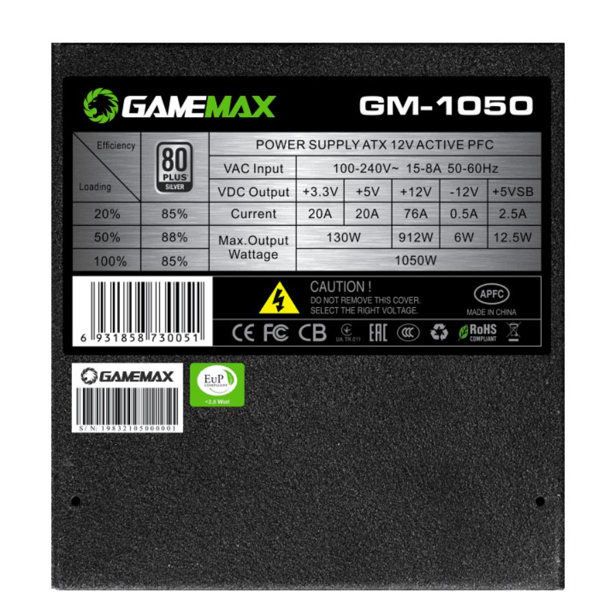 Fuente Gamemax GM-1050 1050W 80 Plus Silver