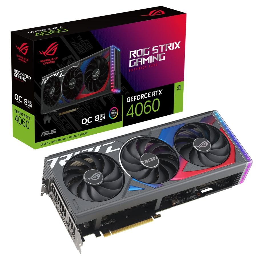 Placa De Video GeForce RTX 4060 8Gb Asus Rog Strix Gaming 8Gb Oc