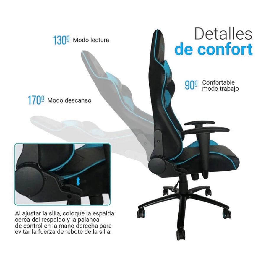 Mexx SILLA GAMER LEVEL UP ARES AZUL Y NEGRO