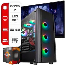 PC RYZEN 7 5700G - A520- 32GB - 1TB + WIFI + MONI