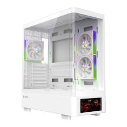 GABINETE MID TOWER X-MICRO INVICTUS CORE 5" LCD 3 FAN ARGB WHITE