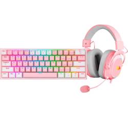 KIT REDRAGON AURICULAR ZEUS X H510 ROSA+TECLADO REDRAGON K616 FIZZ RGB PRO