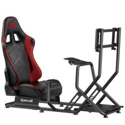 ESTRUCTURA SIMULADOR CARRERAS REDRAGON VORTEX BUTACA Y SOPORTE ROJO Y NEGRO