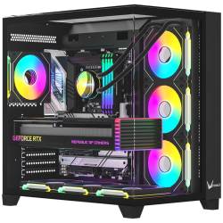 GABINETE MID TOWER FORMULA V CRYSTAL Z9 FLOE NEGRO 7 FAN