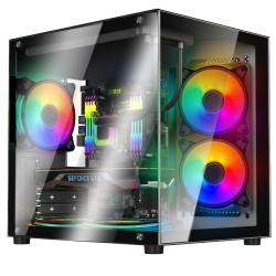 GABINETE MID TOWER SENTEY A8 5 ARGB FAN VIDRIO TEMPLADO NEGRO