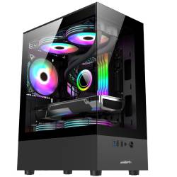 GABINETE MID TOWER SENTEY H10 5 ARGB FAN VIDRIO TEMPLADO NEGRO