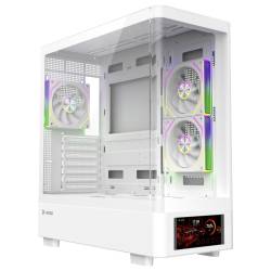 GABINETE MID TOWER X-MICRO INVICTUS CORE 5" LCD 3 FAN ARGB WHITE