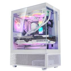 Gabinete Mid Tower Xpg Invader X Mini 5 Fan Argb Vidrio Templado White