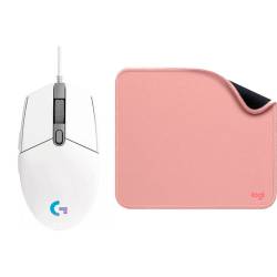 Kit Gamer Mouse Logitech G203 Lightsync Blanco + Pad Mouse Studio Series #