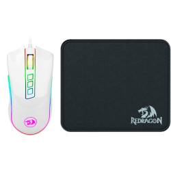 KIT GAMER MOUSE REDRAGON M711 COBRA BLANCO + PAD MOUSE P029 FLICK SMALL #