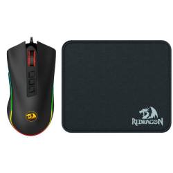 KIT GAMER MOUSE REDRAGON M711 COBRA NEGRO + PAD MOUSE P029 FLICK SMALL #