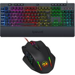 Kit Gamer Teclado Redragon K512 RGB Shiva + Mouse Redragon M908 Impact #