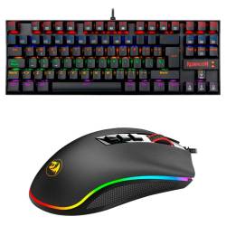 Kit Gamer Teclado Redragon K552 Kumara Rainbow + Mouse Redragon M711 Negro 