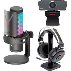 KIT STREAMING REDRAGON CÁMARA WEB HITMAN + MICRÓFONO GM301 +AURICULAR H320