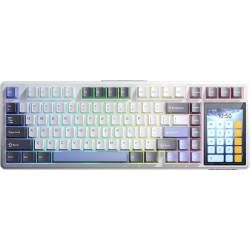 TECLADO GAMER AULA L99 BLANCO GRIS AZUL RGB SW RAINDROP